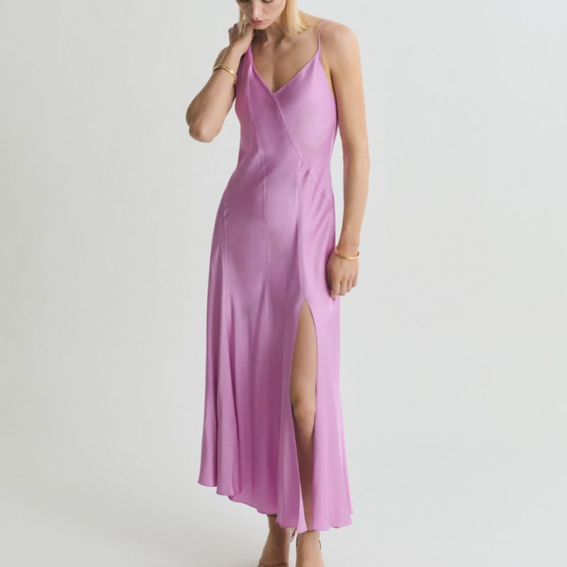 Mango, Asymmetrical Satin Dress
