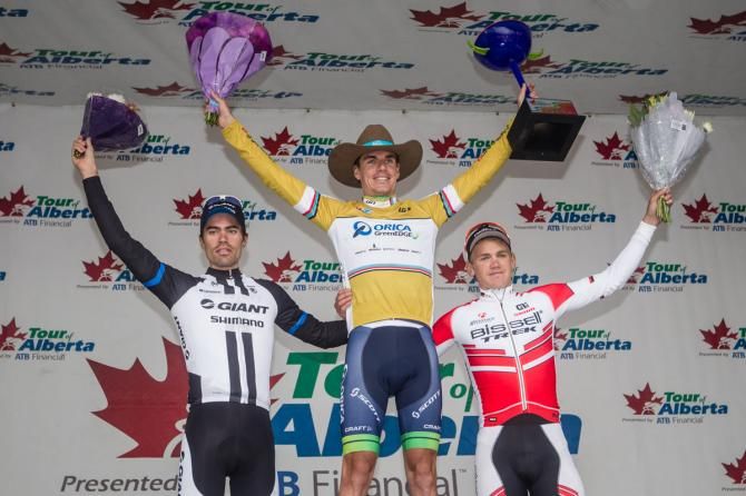 The top three overall podium