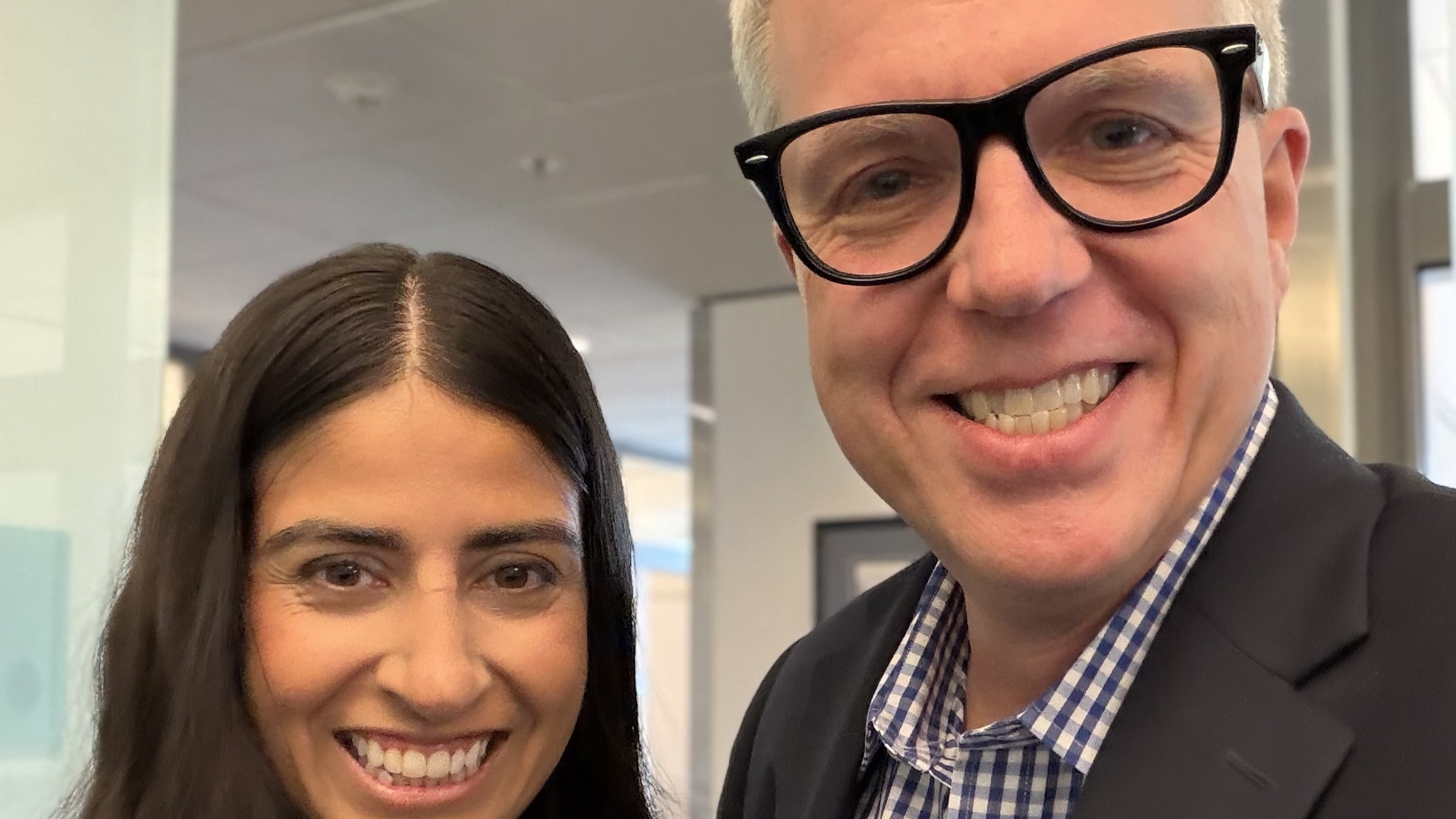 Asha Sharma and Larry Hryb selfie