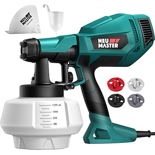 Neu Master Paint Sprayer, Easy to Use Spray Paint Gun, 1200ml/4 Nozzles/3 Patterns for Home Interior and Exterior, House Painting, Fence, Ceiling