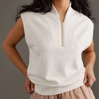 varley sweatshirt vest on model