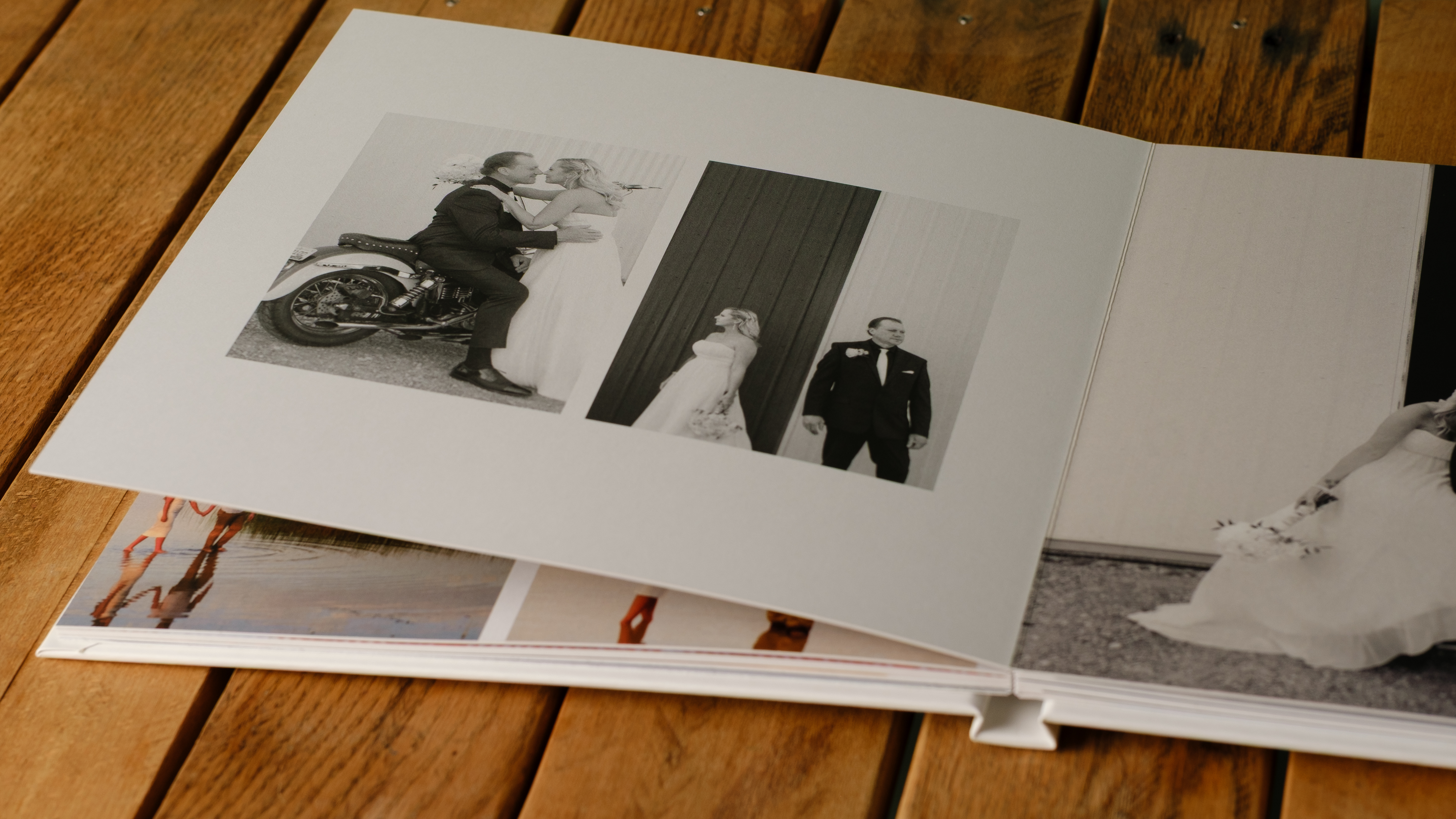 Mixbook photo books on a desk