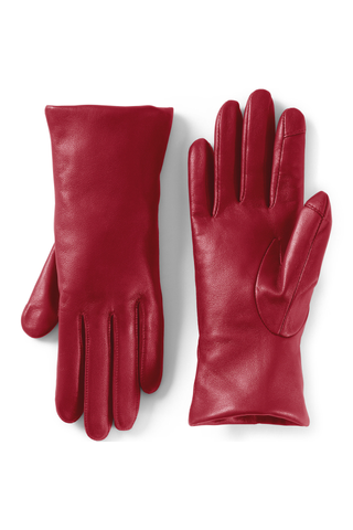 Lands' End red leather lined gloves