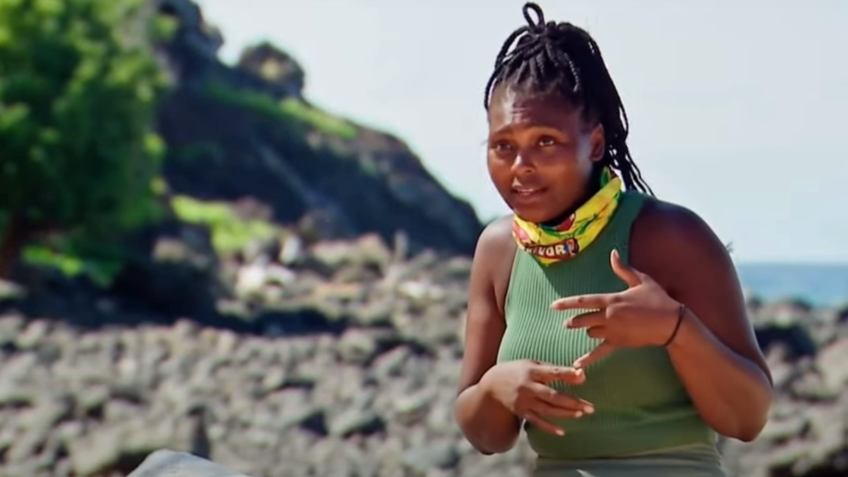 Katurah talks during a confessional on Survivor 45.