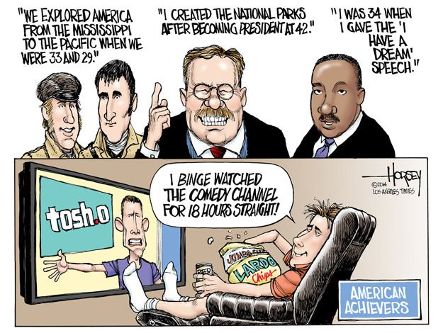 Editorial cartoon American achievers