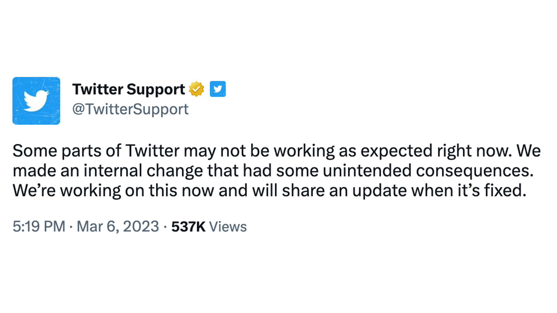 Twitter Support Tweet