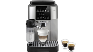 The De'Longhi Magnifica Start Espresso & Coffee Machine with latte and two espressos