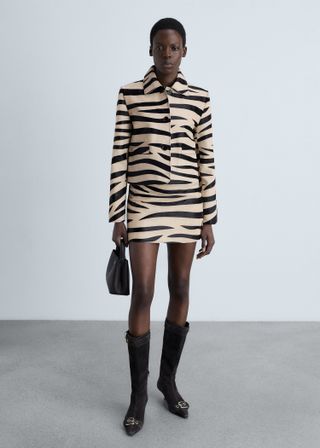 Mango, 100% Zebra Hair Fur Jacket