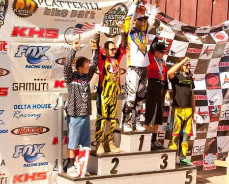 Elite men's podium at the Gravity East Series round in Plattekill, New York