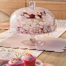 Pink Confetti Cloche Cake Glass Stand