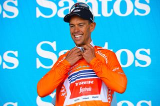 Richie Porte in the ochre leader's jersey