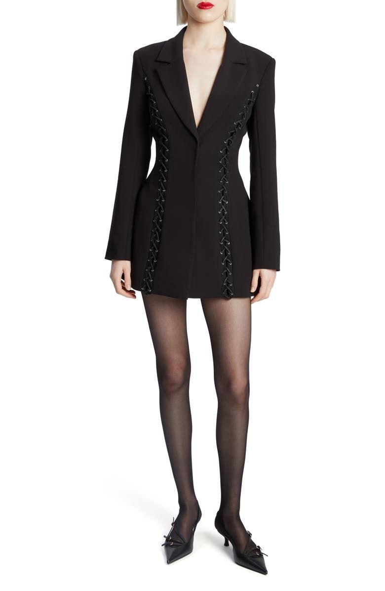 Verity Lace-Up Long Sleeve Blazer Dress
