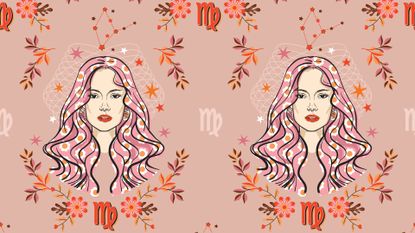 VIRGO zodiac star seamless pattern. VIRGO sign symbol stars Vector EPS10 , Design for fashion , fabric, textile, wallpaper, cover, web , wrapping and all prints.