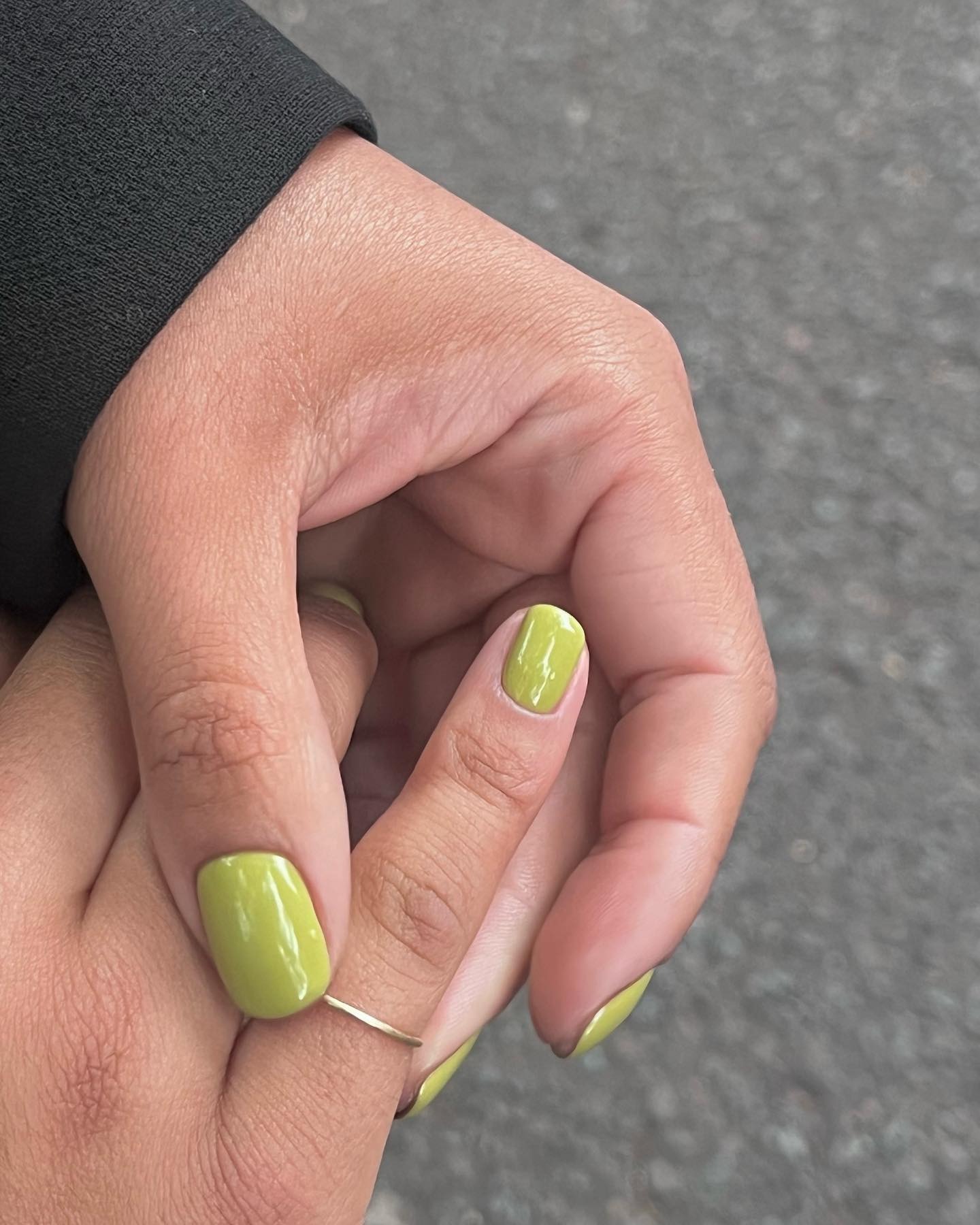 Olive green nails.