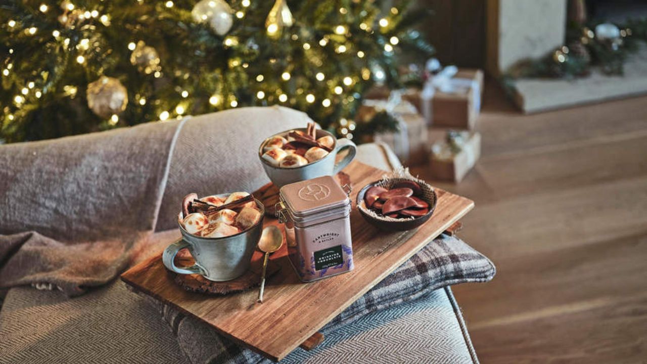 A hot chocolate station set up 