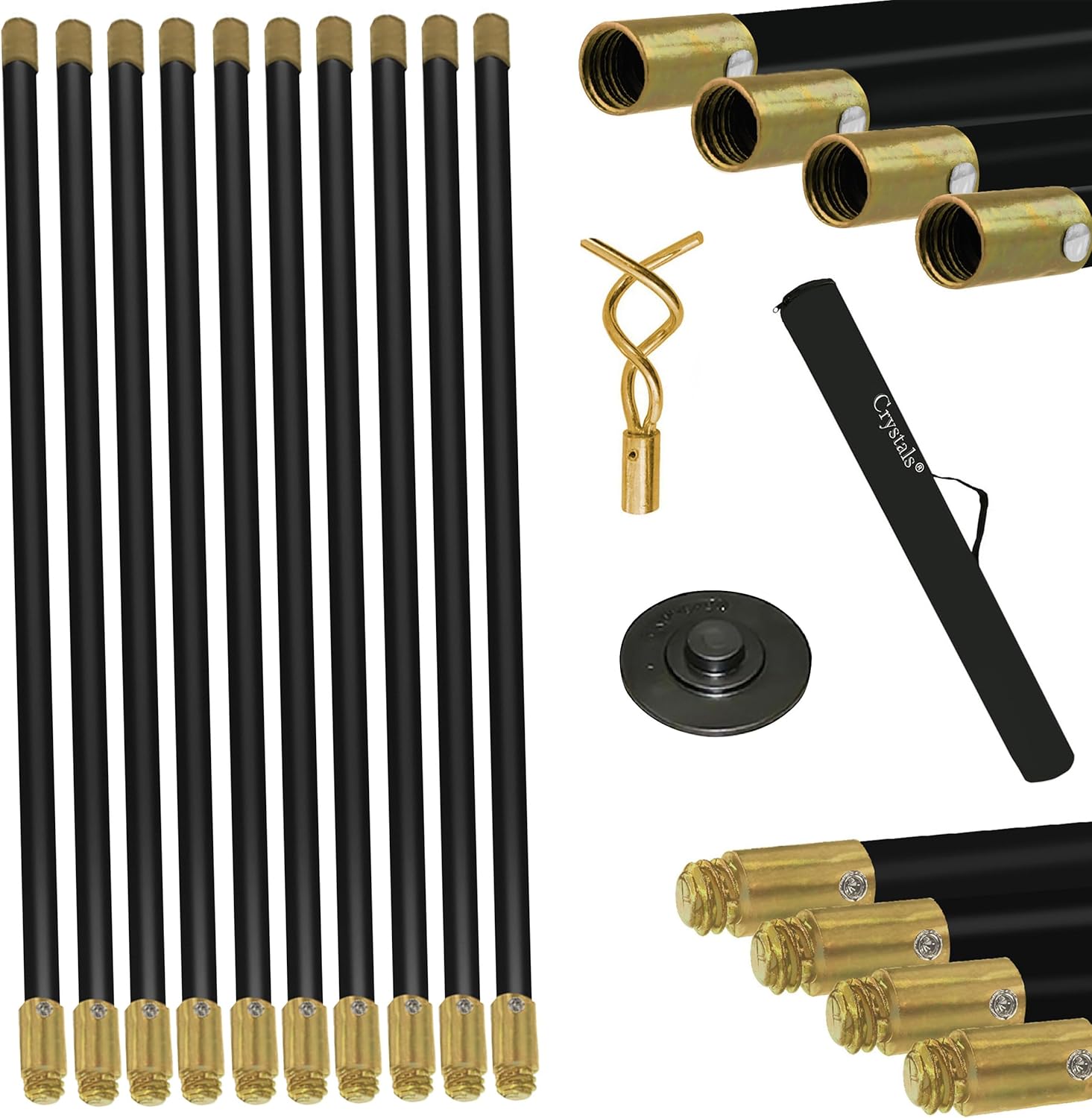 12 Pcs Drain Rods Set Professional Heavy Duty Unblock Plunger Double Worm Screw 9m Unblocked Drainage Pipes Cleaning Gutter Road Unblocker With Carry Bag