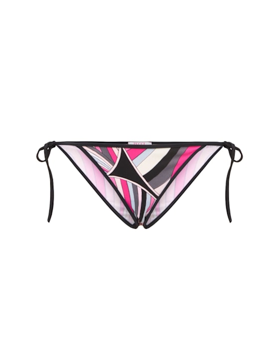 Printed Lycra Triangle Bikini Bottoms - Pucci - Women - Black/fuchsia - Xs