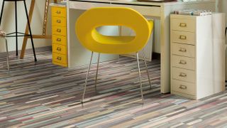 colourful laminate floor in home office