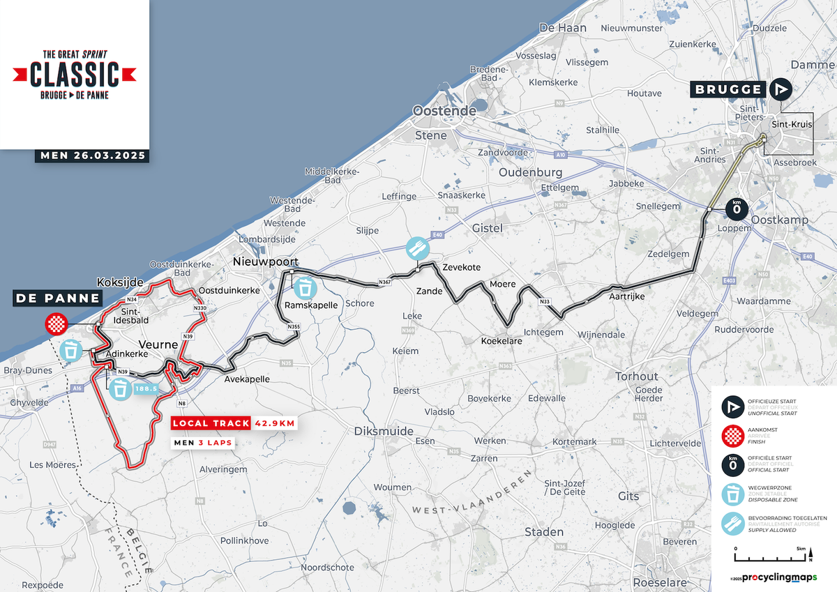 Route for 2025 Classic Brugge-De Panne