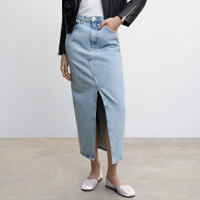 Slit denim skirt, $69 | MANGO