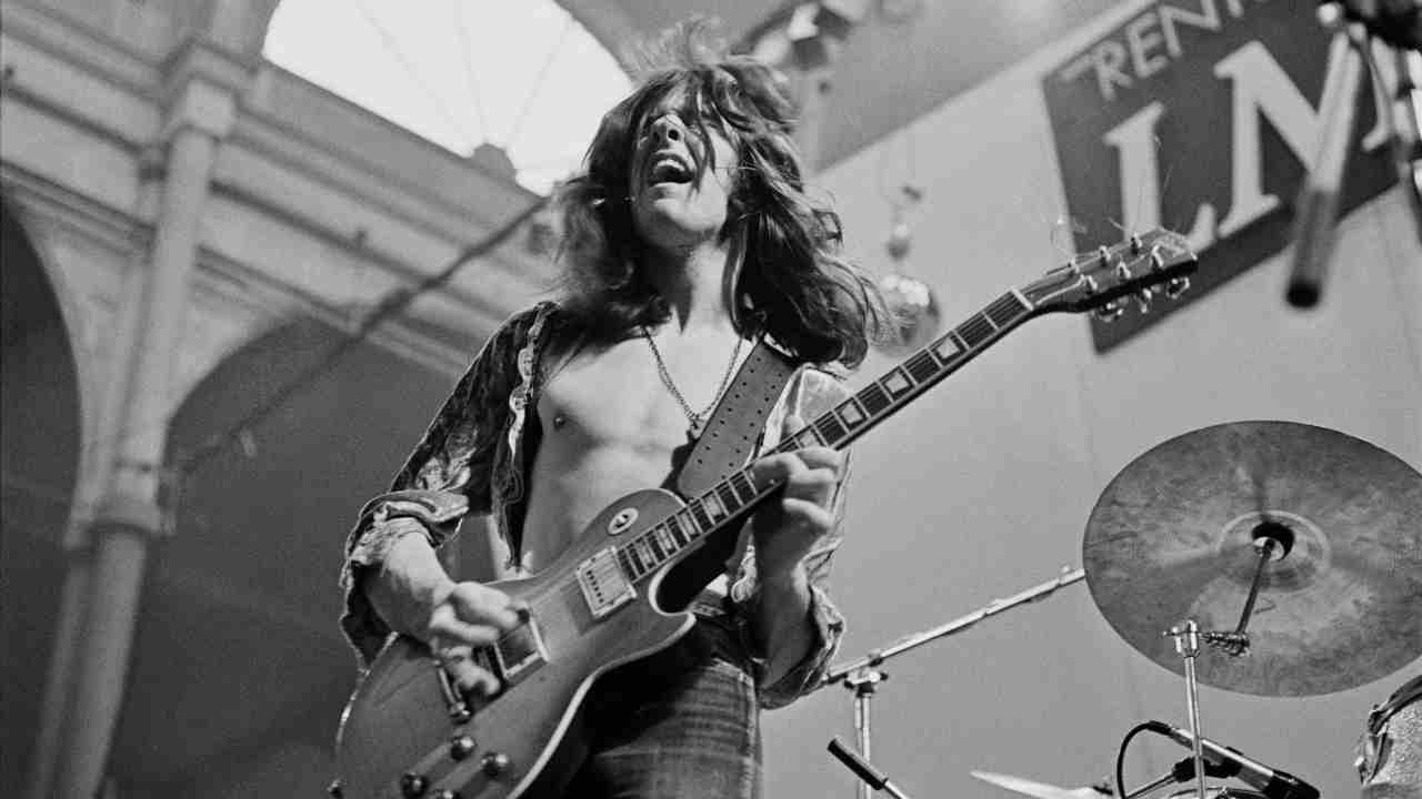 Gary Moore performing onstage in 1973
