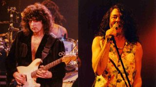Deep Purple’s Ritchie Blackmore and Ian Gillan performing onstage in 1993