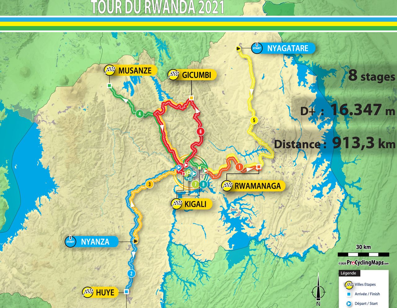 Overall race map 2021 Tour du Rwanda