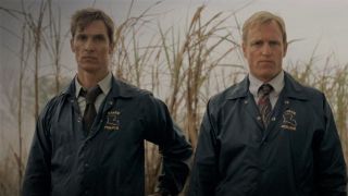 cohle and hart at the first murder scene in true detective