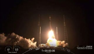 A thrice-flown SpaceX Falcon 9 rocket launches the company's first 60 Starlink satellites into orbit from Cape Canaveral Air Force Station, Florida on May 23, 2019.