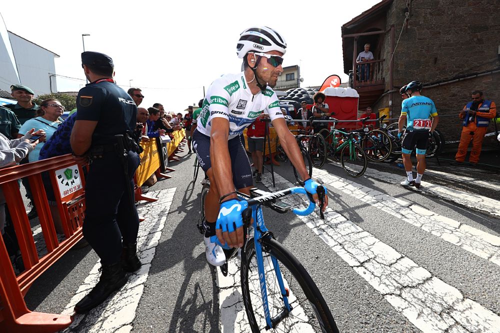Alejandro Valverde (Movistar) lines up for the start of stage 11 at the Vuelta a Espana
