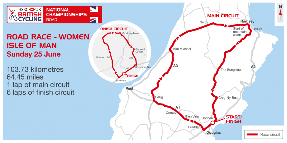 The route for the women's road race at the British National championships