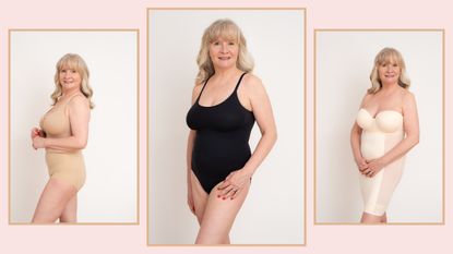 Julie Player wearig shapewear by Magisculpt, Shapermint and Next