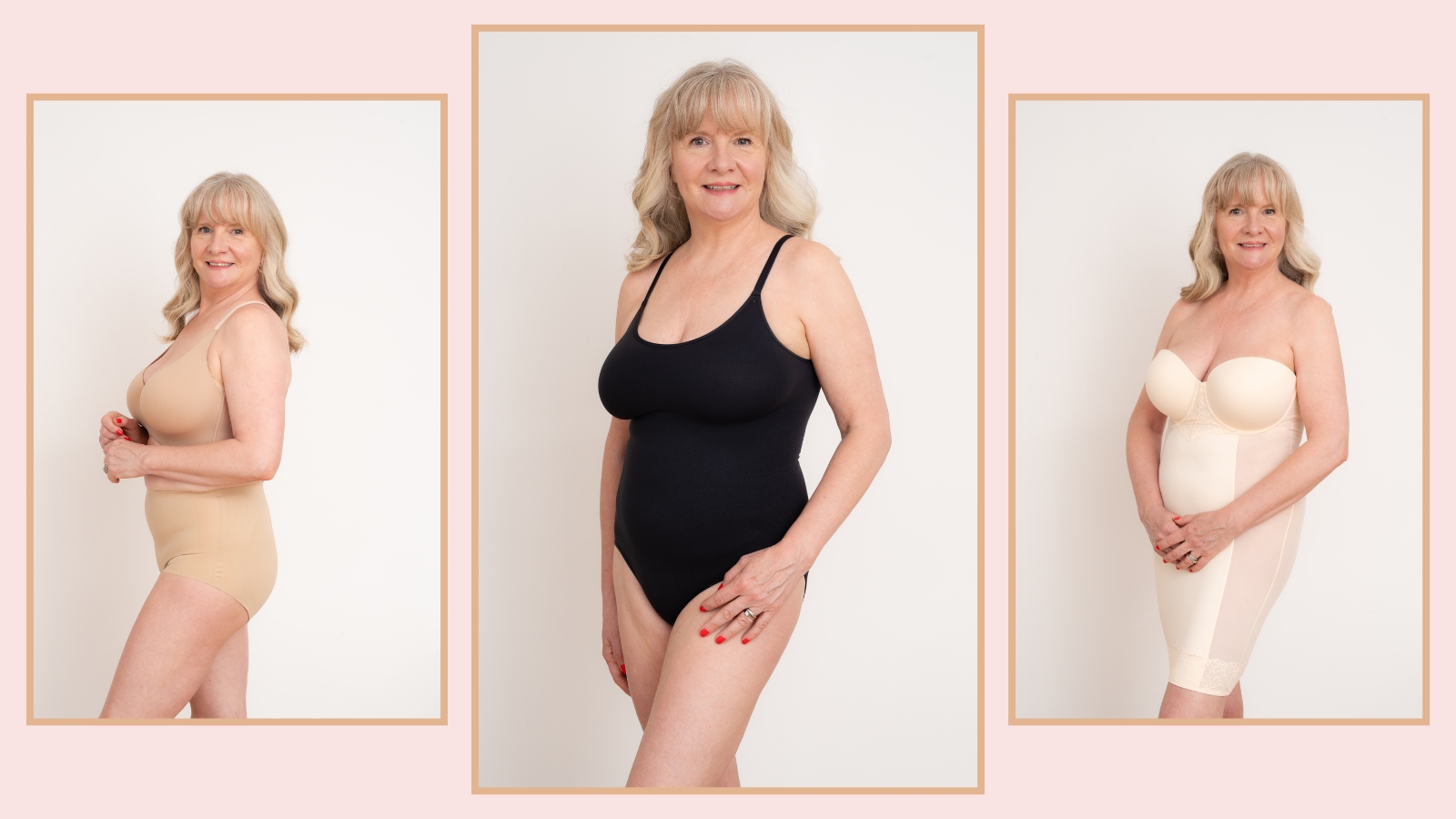 Julie Player wearig shapewear by Magisculpt, Shapermint and Next