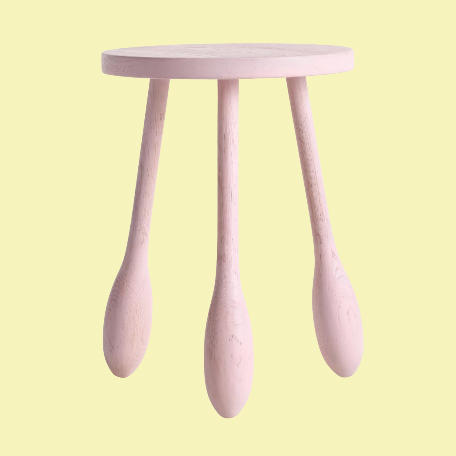 A pink wood stool