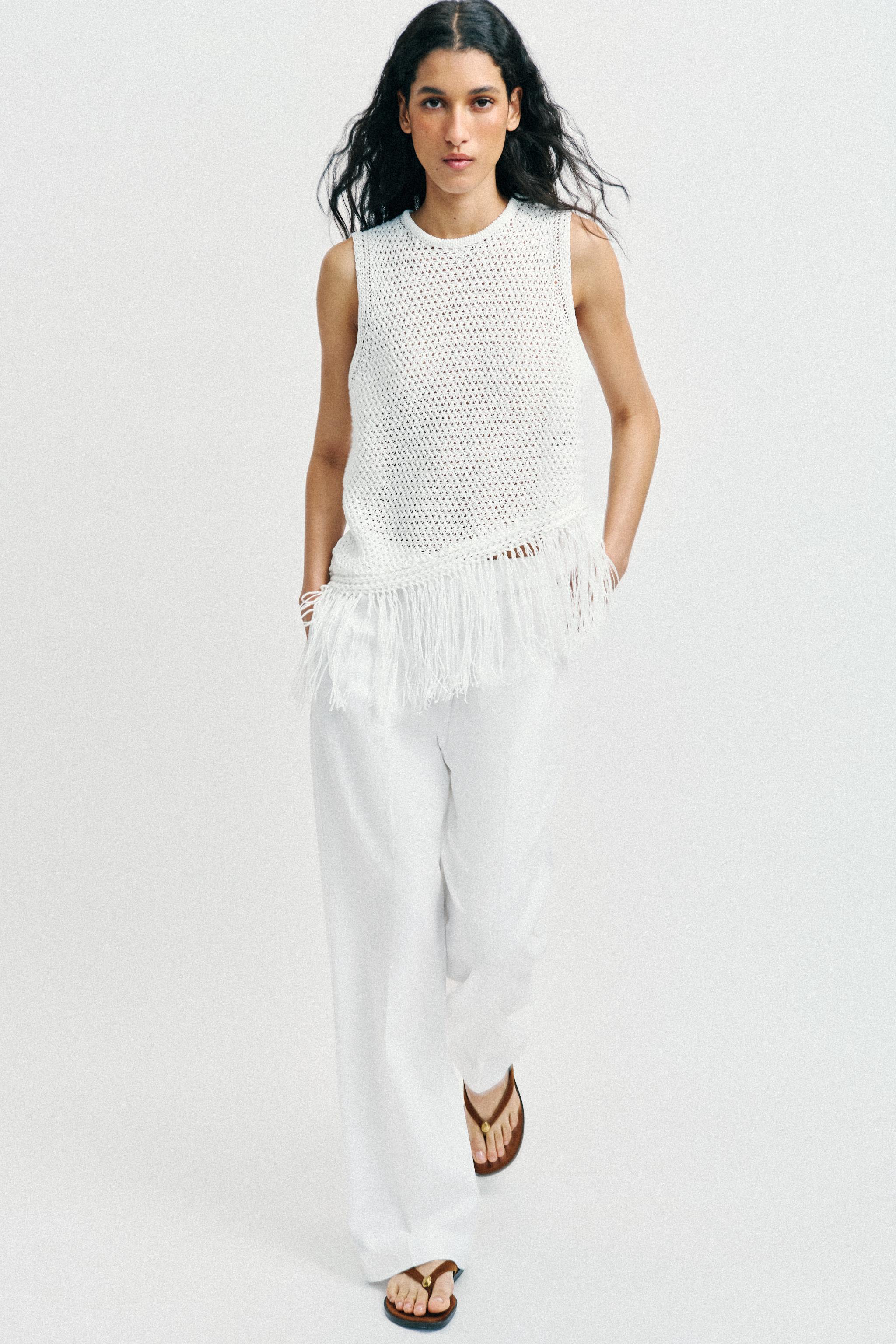 Fringed Knit Top