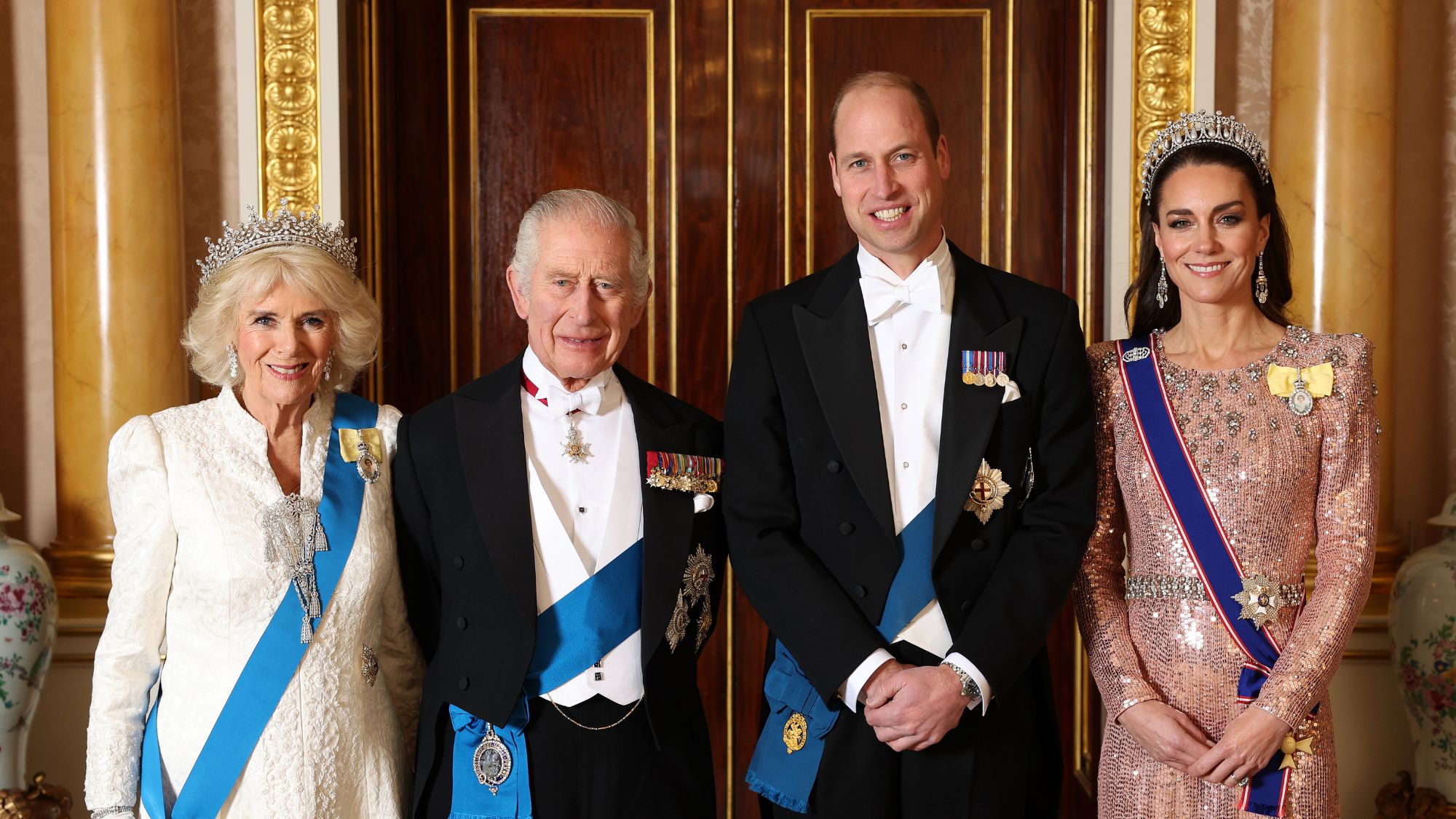 King Charles, Queen Camilla, Prince William and Princess Kate attend a Diplomatic Reception at Buckingham Palace