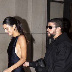 Kendall Jenner and Bad Bunny wearing all black outfits at Paris Couture Fashion Week June 2024