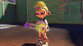 Splatoon 3 character with paint gun