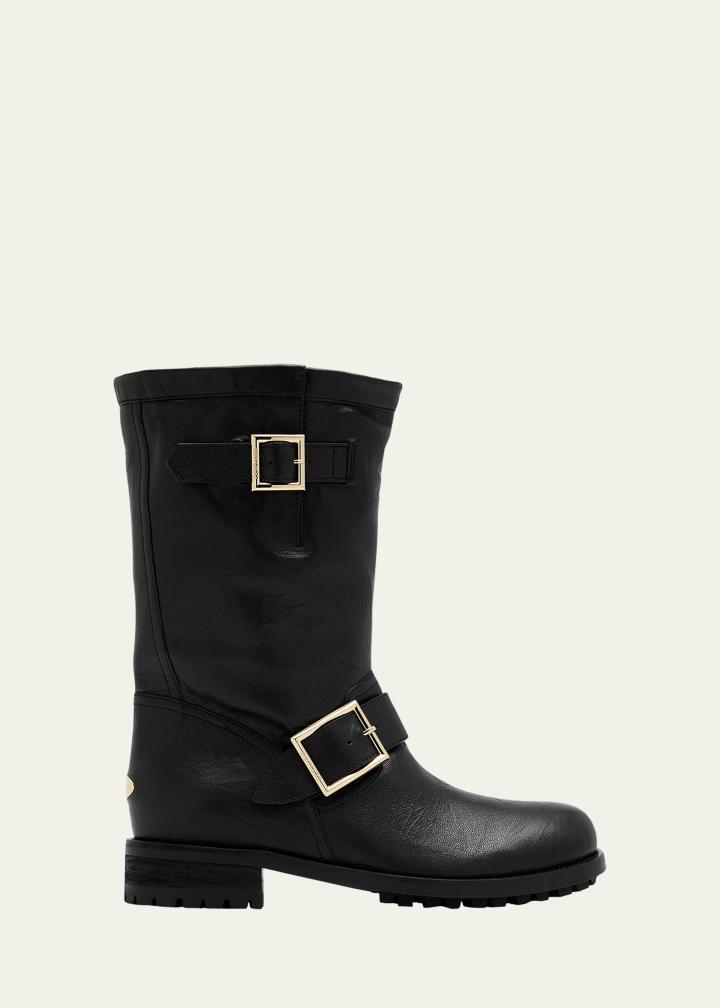 Biker Mid Leather Mid-Calf Boots