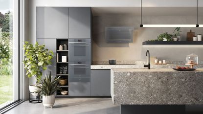 Kitchen with island and energy efficient appliances