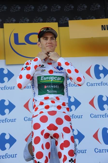 Mountains classification leader PIerre Rolland is all spotty