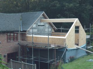 an extension being built with structural insulated panels