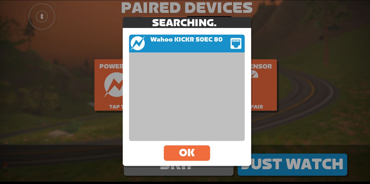 The Wahoo Kickr V6's connectivity showing Bluetooth and WiFi