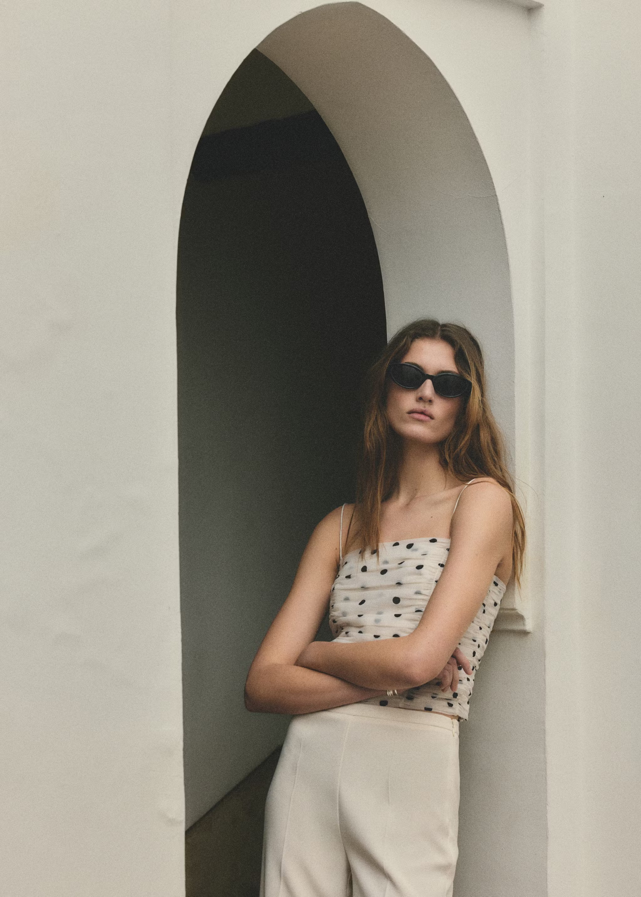 MANGO, Polka Dot Ruched Top - Women | Mango United Kingdom