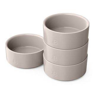 Beautiful 4-Piece Stoneware Ramekin Set, Porcini Taupe by Drew Barrymore