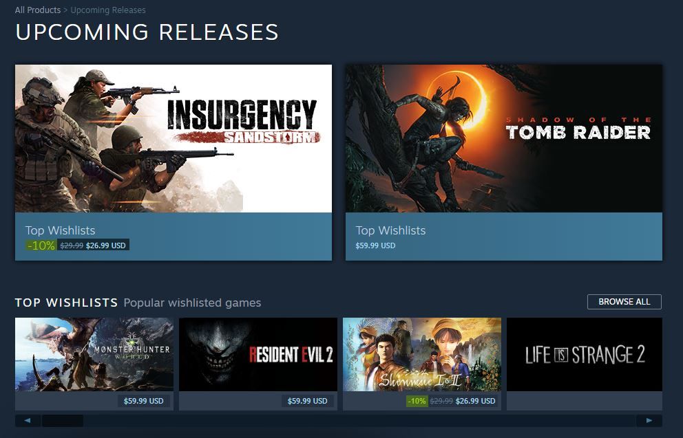 Steam has made changes to its 'Upcoming Releases' tab | PC Gamer