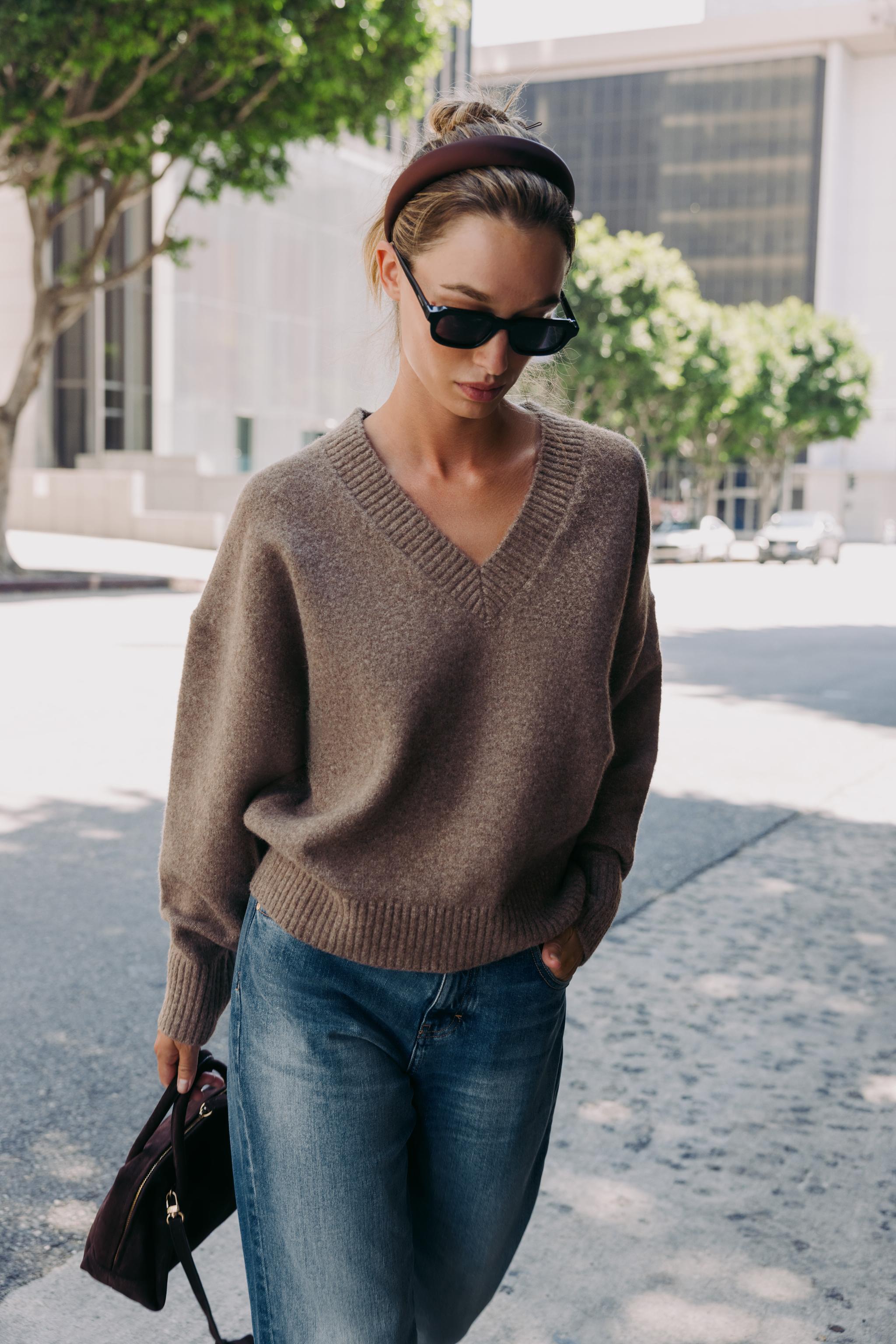 Soft V-Neck Knit Sweater
