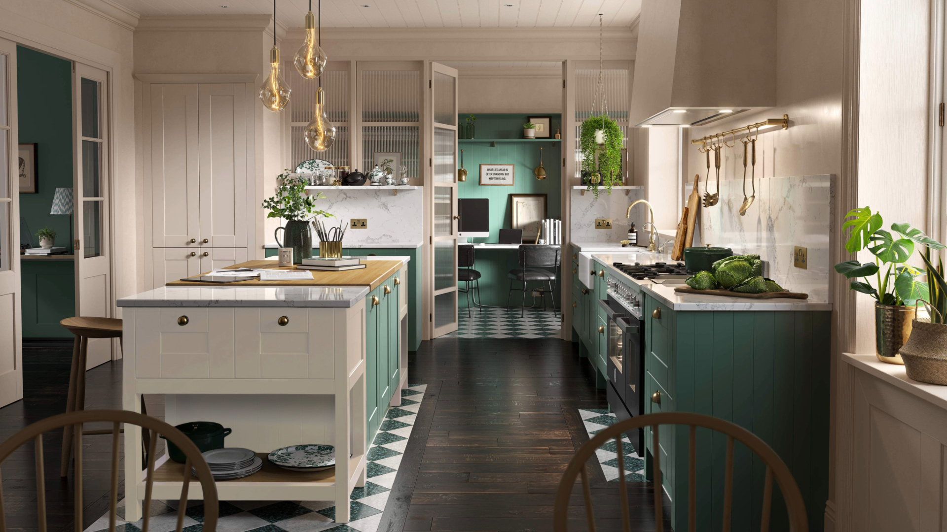 Green kitchen cabinets