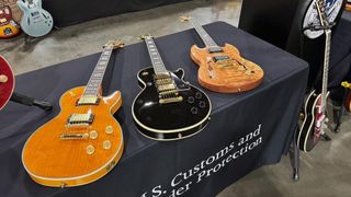 A haul of counterfeit Gibson guitars