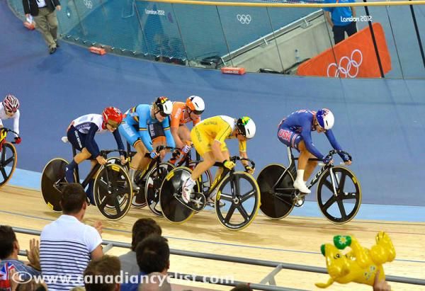 Sarah Hammer (United States of America) leads the charge to the line in the Scratch Race